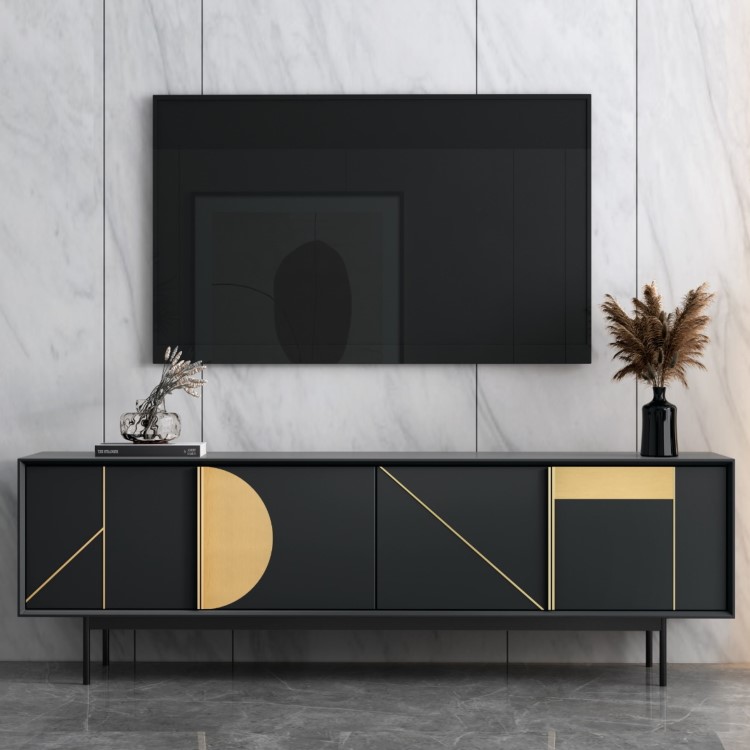Black TV Unit with Storage - TVs up to 70" - Dahlia