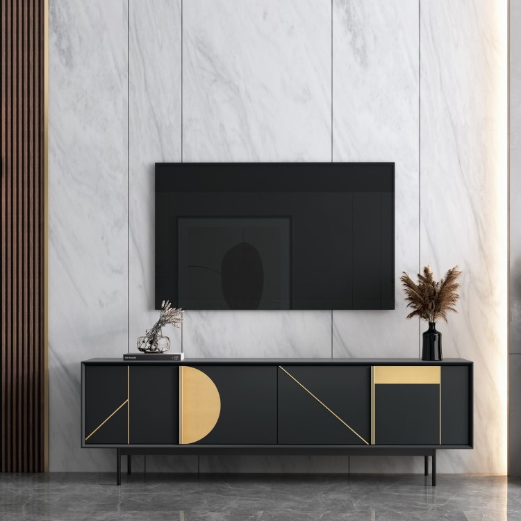 Black TV Unit with Storage - TVs up to 70" - Dahlia