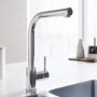 Chrome Single Lever Pull Out Monobloc Kitchen Mixer Tap - Enza Dale