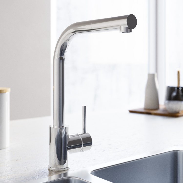 Chrome Single Lever Pull Out Monobloc Kitchen Mixer Tap - Enza Dale