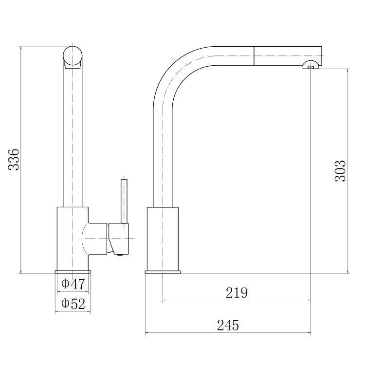 Chrome Single Lever Pull Out Monobloc Kitchen Mixer Tap - Enza Dale