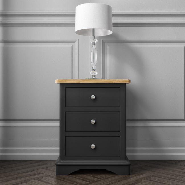 Darley Two Tone Bedside Table in Solid Oak and Anthracite