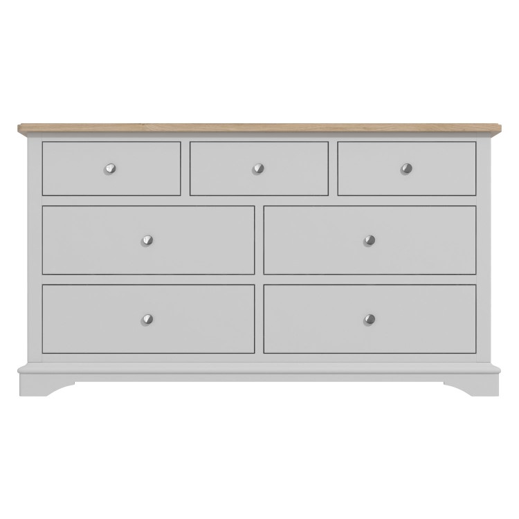 Darley Two Tone Wide Chest of Drawers in Solid Oak and Light Grey