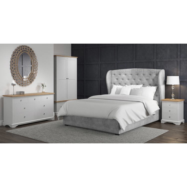 Darley Two Tone Wide Chest of Drawers in Solid Oak and Light Grey