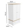 Darley White Double Wardrobe in Solid Oak with Drawer