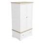 Darley White Double Wardrobe in Solid Oak with Drawer