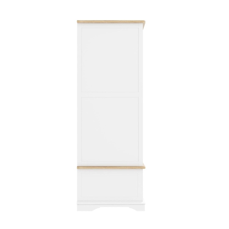 Darley White Double Wardrobe in Solid Oak with Drawer