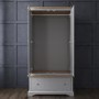 Grey Solid Oak 2 Door Double Wardrobe with Drawer - Darley