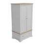 Grey Solid Oak 2 Door Double Wardrobe with Drawer - Darley