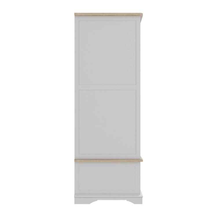 Grey Solid Oak 2 Door Double Wardrobe with Drawer - Darley