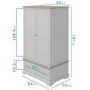Grey Solid Oak 2 Door Double Wardrobe with Drawer - Darley