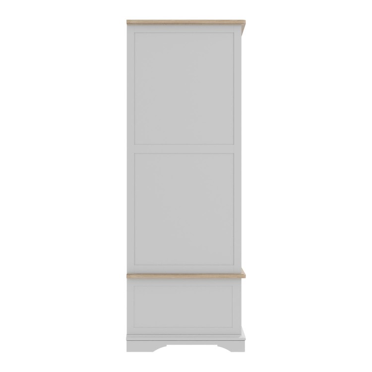 Grey Solid Oak 3 Door Triple Wardrobe with Drawers - Darley