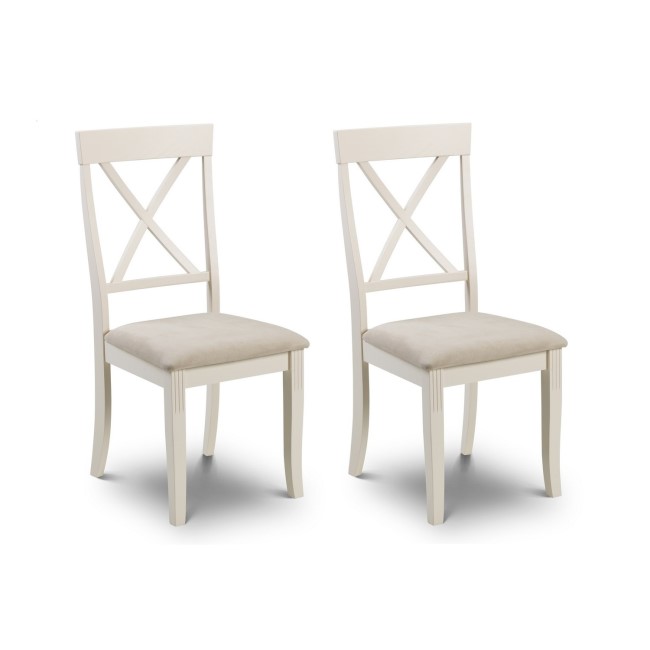 Set of 2 Ivory Wooden Cross Back Dining Chairs - Davenport