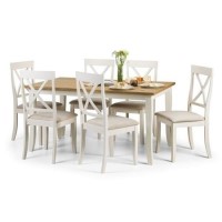 Oak and Ivory Dining Table with 6 Matching Dining Chairs - Davenport