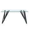 Glass Top Dining Table with Black Metal Legs - Seats 6 - Dax