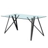 Glass Top Dining Table with Black Metal Legs - Seats 6 - Dax