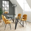 Glass Top Dining Table with Black Metal Legs - Seats 6 - Dax