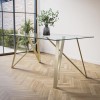 Glass Top Dining Table with Brass Legs - Seats 6 - Dax