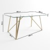 Glass Top Dining Table with Brass Legs - Seats 6 - Dax
