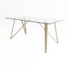 Glass Top Dining Table with Brass Legs - Seats 6 - Dax