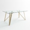 Glass Top Dining Table with Brass Legs - Seats 6 - Dax