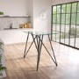 Small Glass Breakfast Bar Table with Black Metal Legs - Seats 4 - Dax