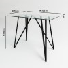Small Glass Breakfast Bar Table with Black Metal Legs - Seats 2 - Dax