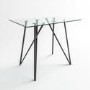 Small Glass Breakfast Bar Table with Black Metal Legs - Seats 4