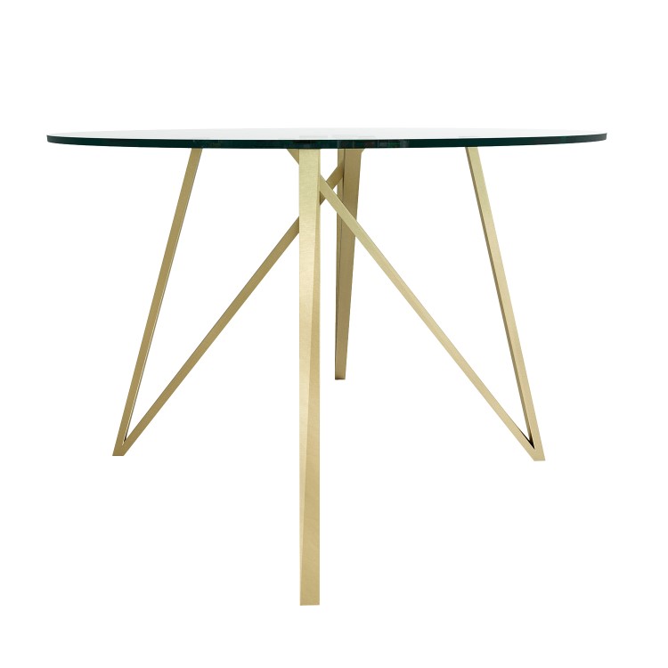 Round Glass Dining Table with Gold Legs - Seats 4 - Dax