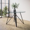 Round Glass Dining Table with Black Legs - Seats 4 - Dax