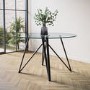 Round Glass Dining Table with Black Legs - Seats 4 - Dax
