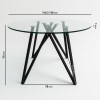 Round Glass Dining Table with Black Legs - Seats 4 - Dax