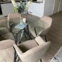 Round Glass Dining Table with Black Legs - Seats 4 - Dax