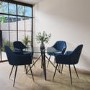 Round Glass Dining Table with Black Legs - Seats 4 - Dax