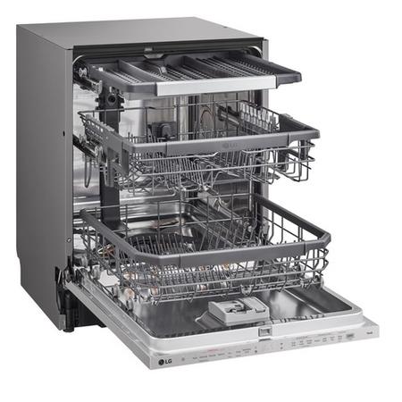 LG TrueSteam Integrated Dishwasher - Smart Wi-Fi, B-Rated, Silver control panel