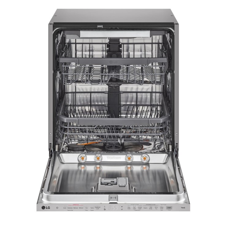 LG TrueSteam Integrated Dishwasher - Smart Wi-Fi, B-Rated, Silver control panel
