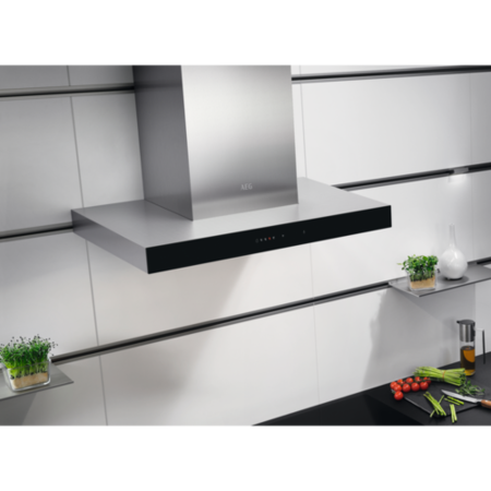 Refurbished AEG DBE5661HG 60cm Slimline Chimney Cooker Hood with Hob2Hood Stainless Steel