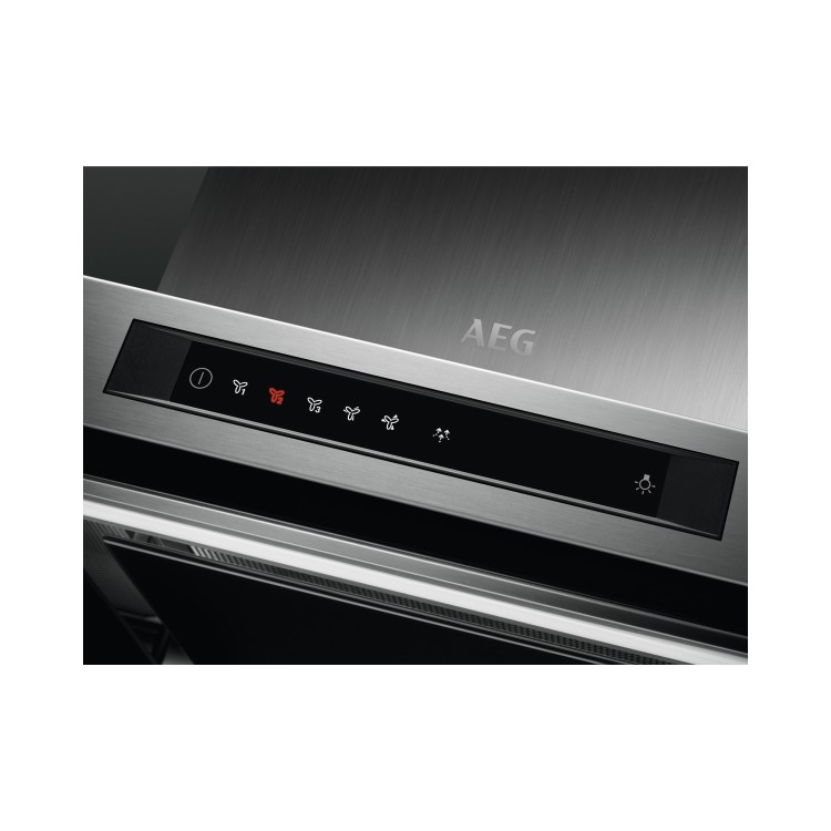 Refurbished AEG DBK6980HG 90cm Flat Chimney Cooker Hood with Hob2Hood Stainless Steel