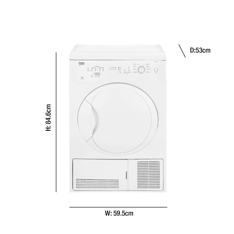 Refurbished Beko DC7112W Freestanding Condenser 7KG Tumble Dryer
