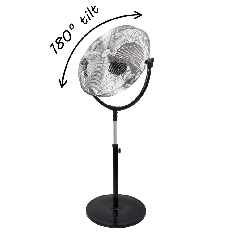 Refurbished electriQ 16 Inch High velocity Pedestal Fan with adjustable Stand - Black and Chrome