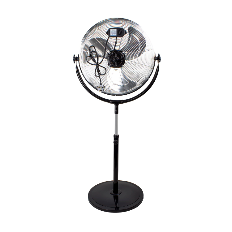 Refurbished electriQ 16 Inch High velocity Pedestal Fan with adjustable Stand - Black and Chrome