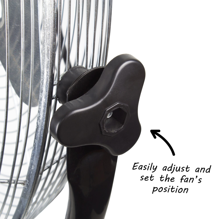 Refurbished electriQ 16 Inch High velocity Pedestal Fan with adjustable Stand - Black and Chrome