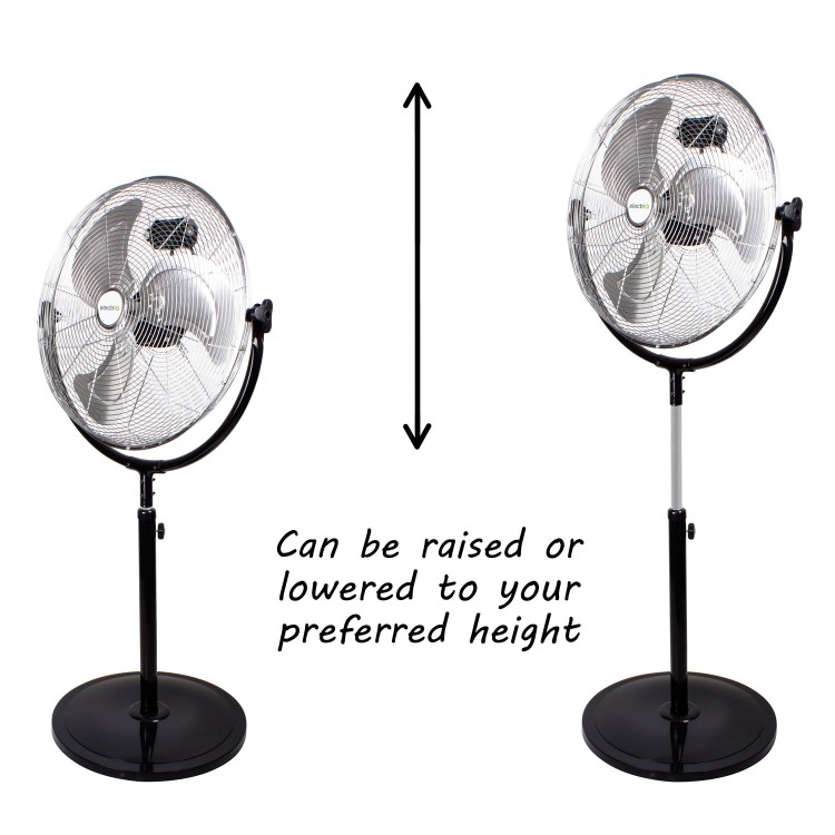 Refurbished electriQ 16 Inch High velocity Pedestal Fan with adjustable Stand - Black and Chrome