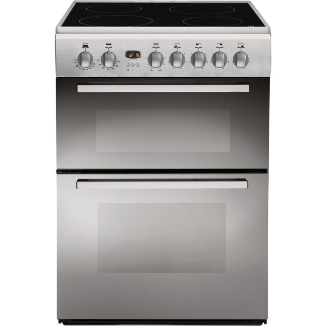 Indesit DD60C2CX 60cm Double Oven Electric Cooker With Ceramic Hob - Stainless Steel