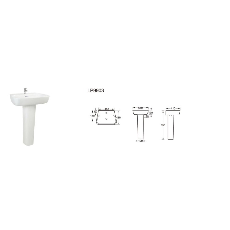 Step Pedestal Sink - 1 Tap Hole