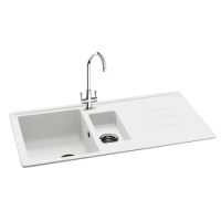 Carron Phoenix Debut 1.5 Bowl Inset White Granite Kitchen Sink 