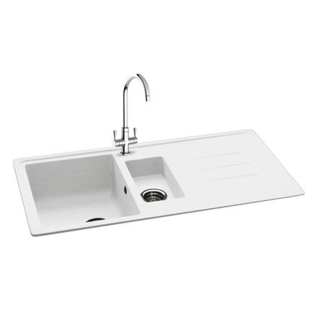 Carron Phoenix Debut 1.5 Bowl Inset White Granite Kitchen Sink 