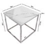 Square White Marble Effect Top Side Table with Chrome Legs - Demi