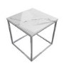 Square White Marble Effect Top Side Table with Chrome Legs - Demi