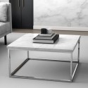 DEM002 Square White Marble Effect Coffee Table - Kemi